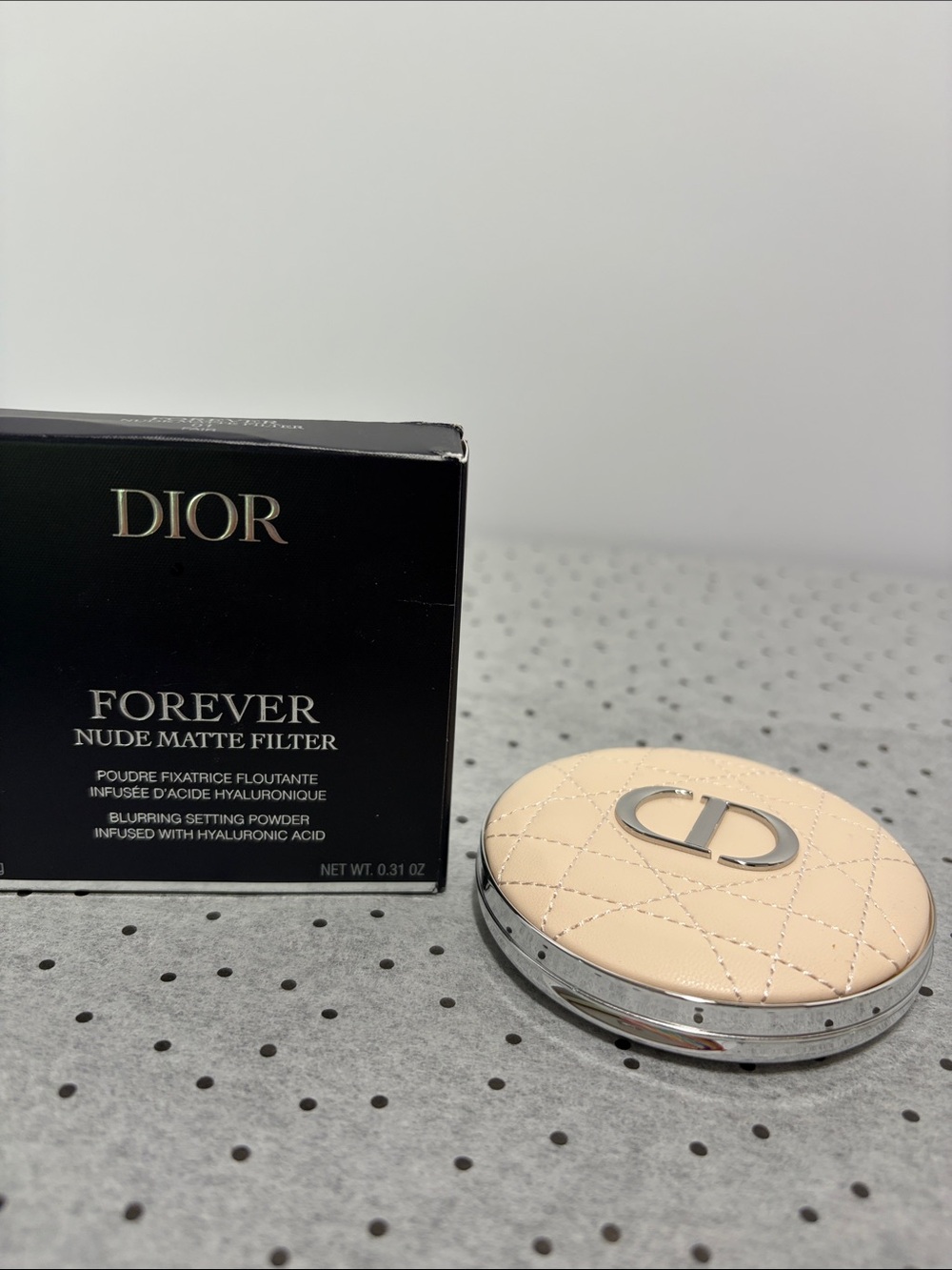 Dior 01 fair Quilted Compact Silver CD Emblem setting powder forever nude matte